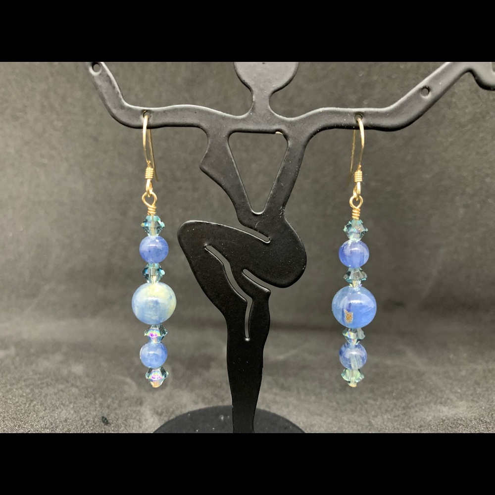 Kyanite & Swarovski gold filled hand made earrings